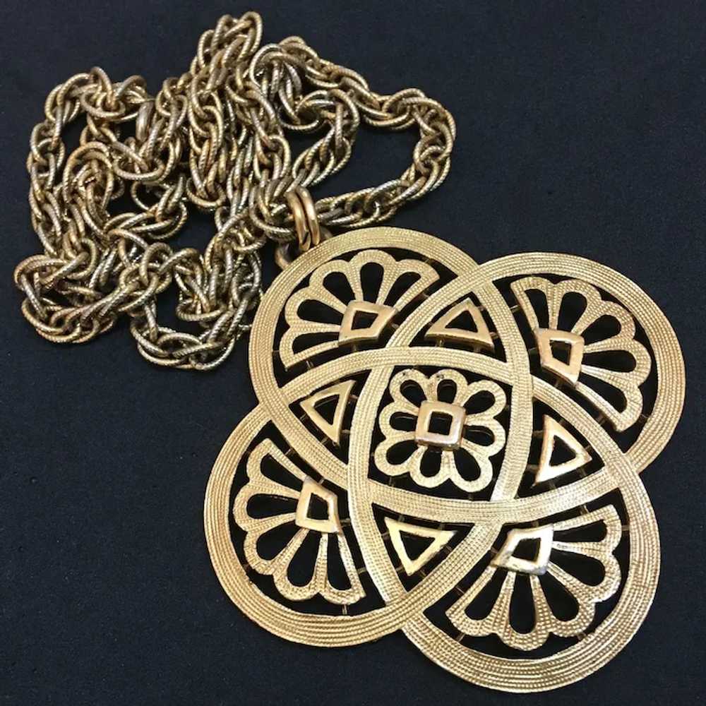 Crown Trifari Large Maltese Cross Pendant Necklace - image 3