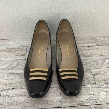 Salvatore Ferragamo Vintage Black Low Heels Size 7 - image 1