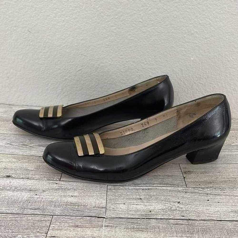 Salvatore Ferragamo Vintage Black Low Heels Size 7 - image 2