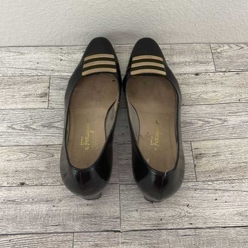 Salvatore Ferragamo Vintage Black Low Heels Size 7 - image 4