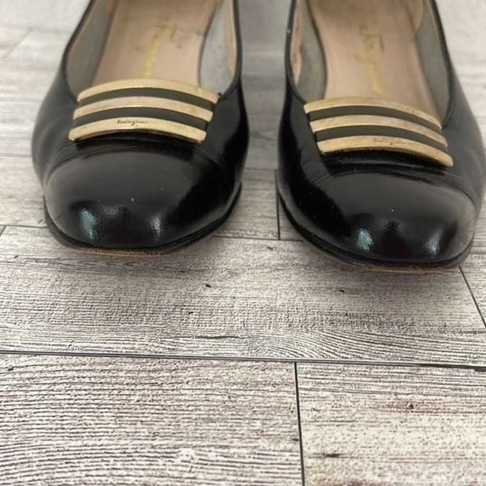 Salvatore Ferragamo Vintage Black Low Heels Size 7 - image 6