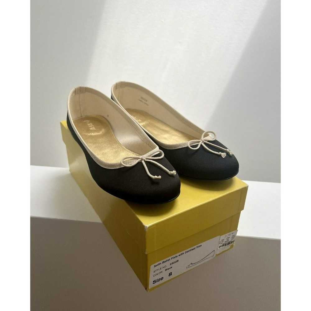 VGUC J.Crew Women's Black/Tan Evie Satin Ballet F… - image 2