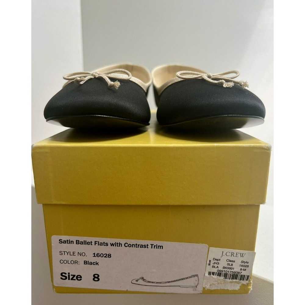 VGUC J.Crew Women's Black/Tan Evie Satin Ballet F… - image 3