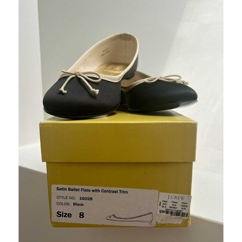 VGUC J.Crew Women's Black/Tan Evie Satin Ballet F… - image 8