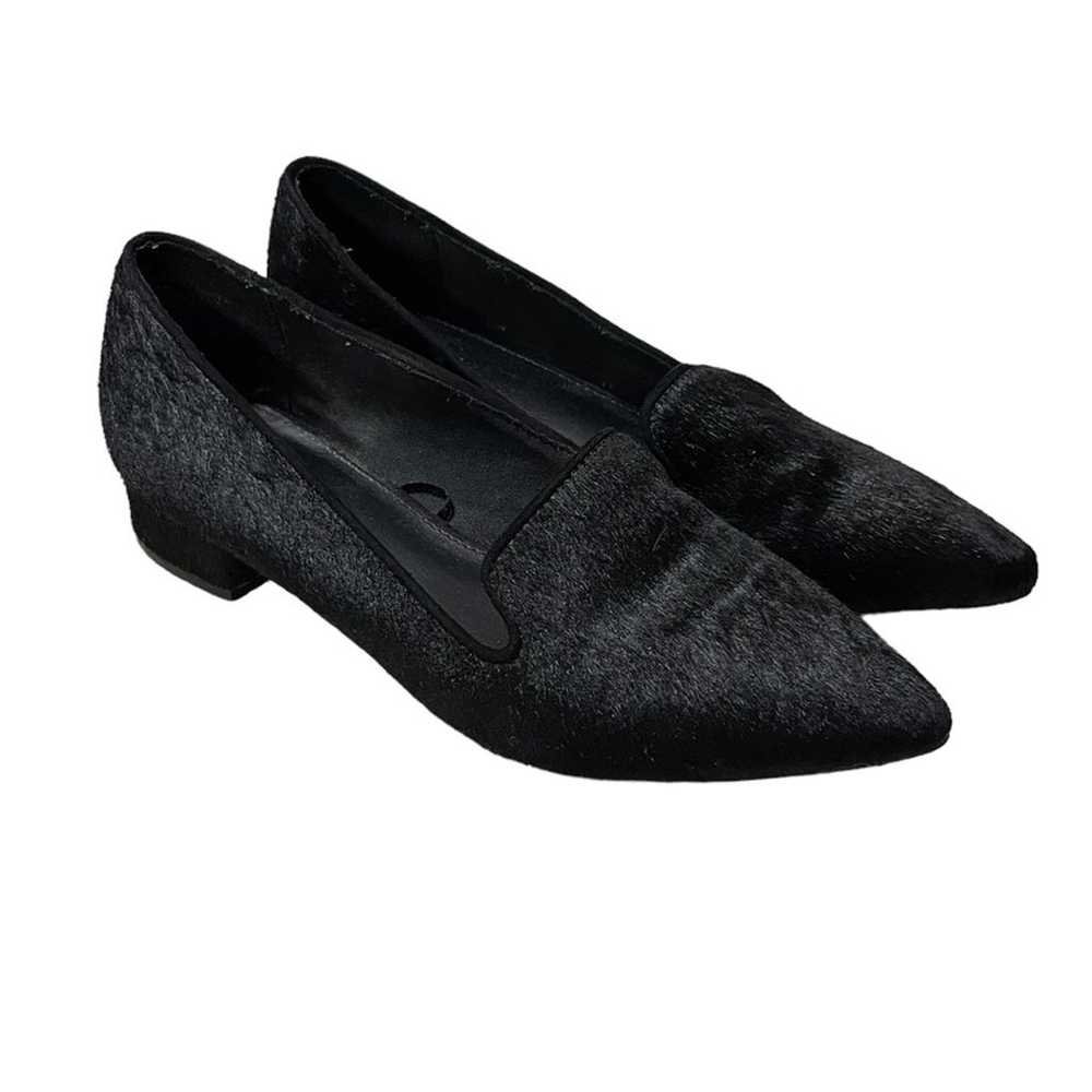 Express Calf Hair Heeled Loafers Black Size 7 - image 1