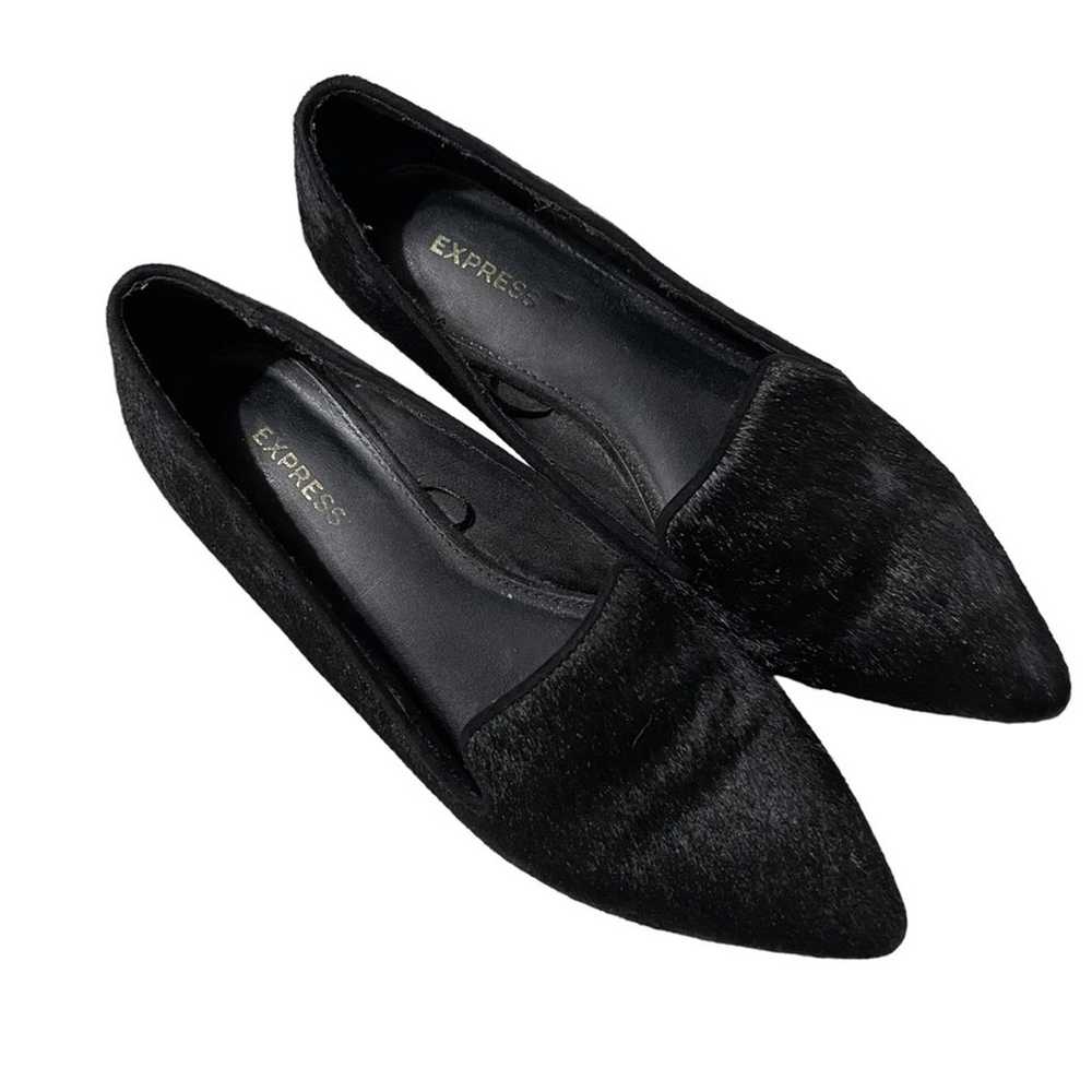 Express Calf Hair Heeled Loafers Black Size 7 - image 2