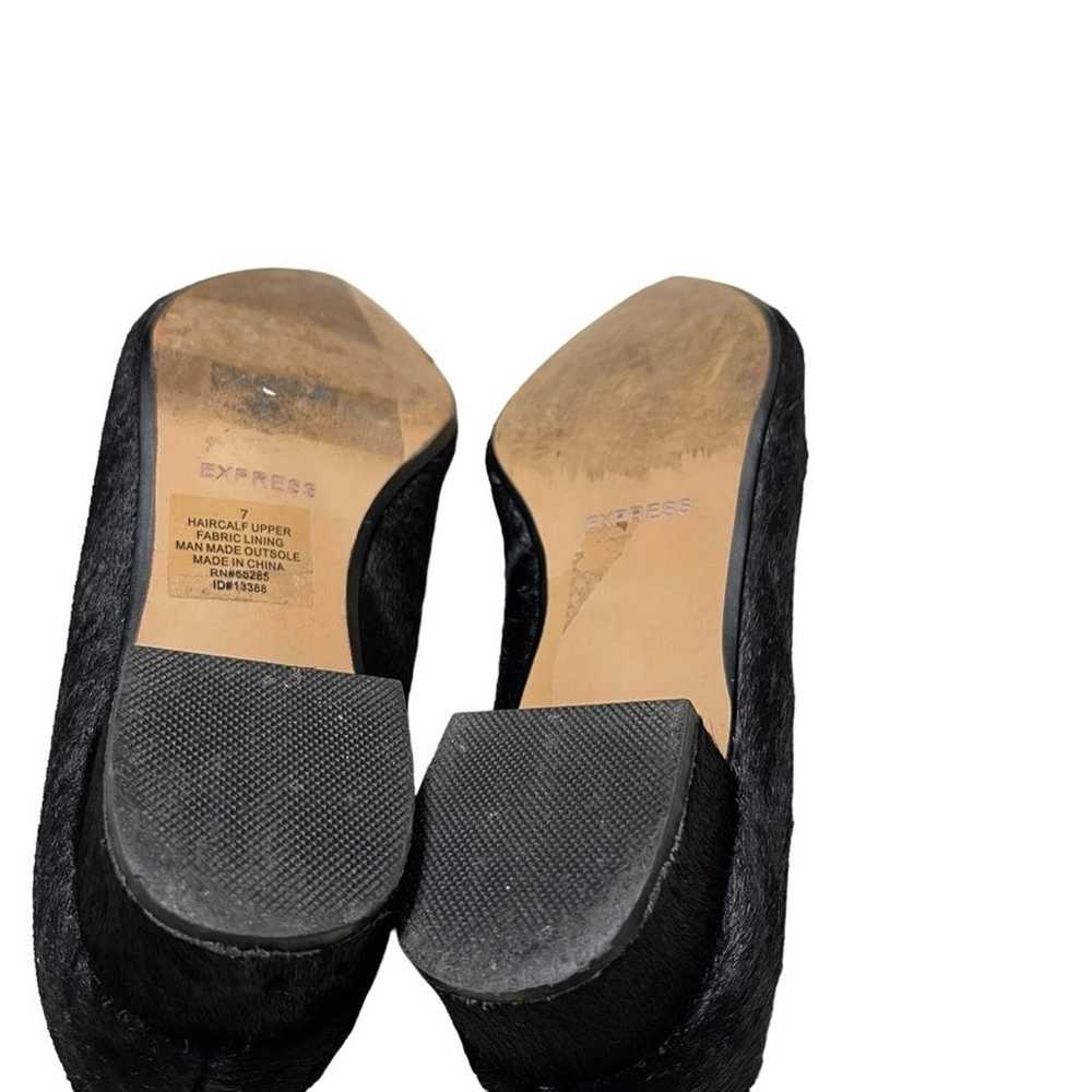 Express Calf Hair Heeled Loafers Black Size 7 - image 5