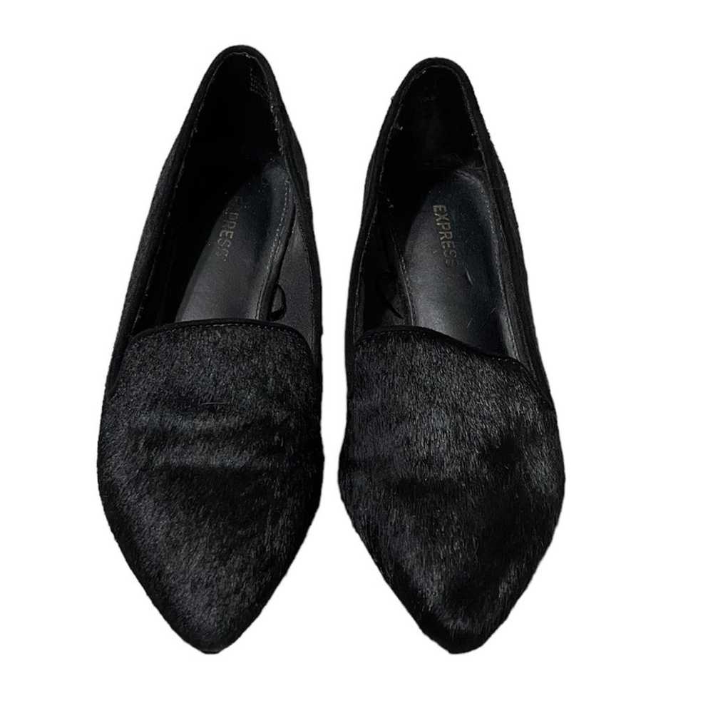 Express Calf Hair Heeled Loafers Black Size 7 - image 6