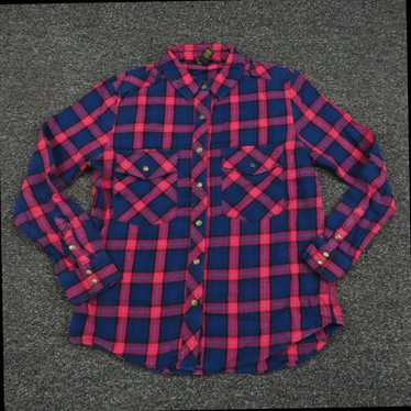 Forever 21 Womens Small Red and Blue Plaid Snap B… - image 1