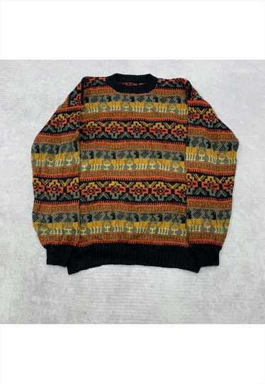 Vintage abstract knitted jumper Men's L