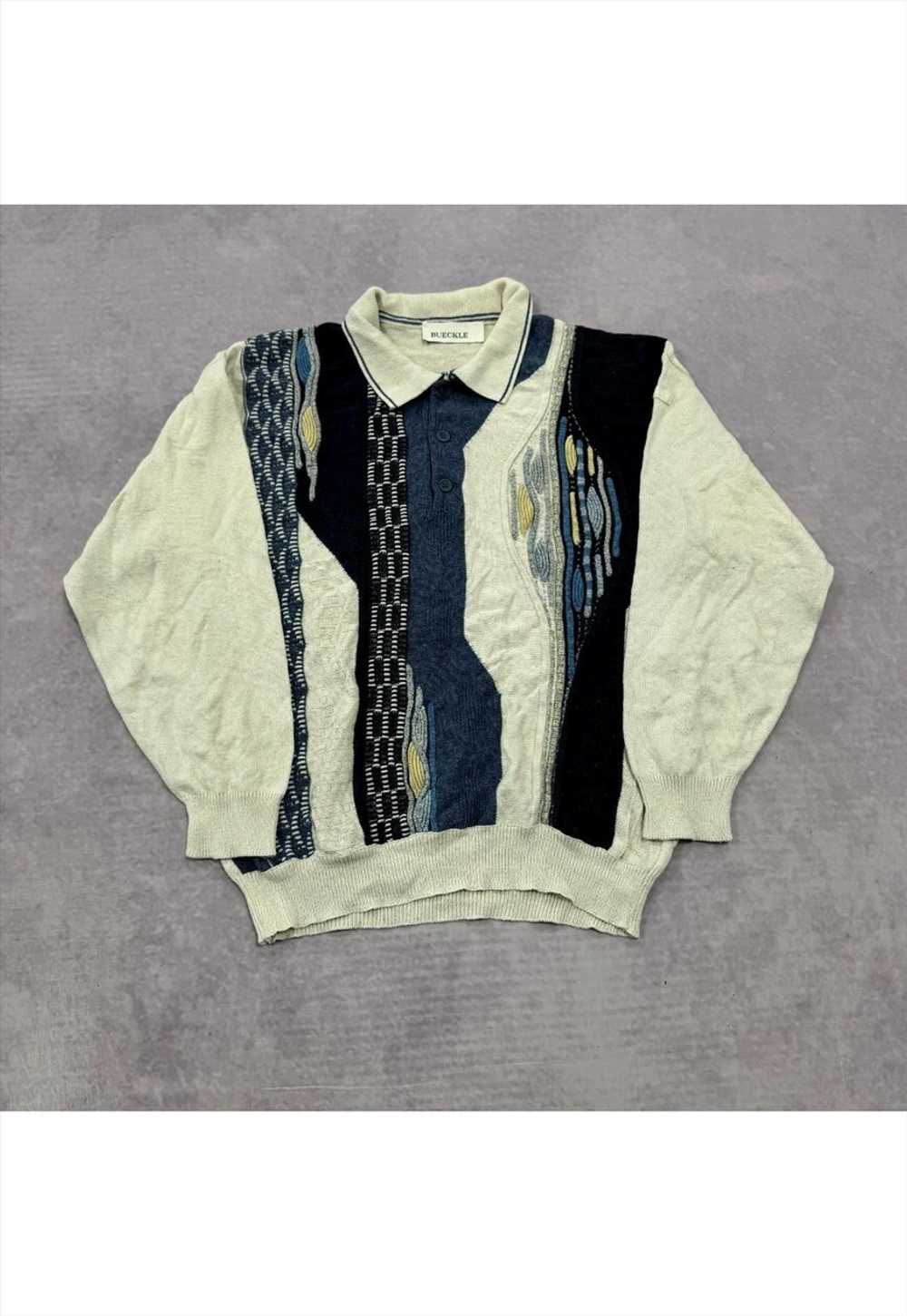 Vintage abstract knitted jumper Men's L - image 1