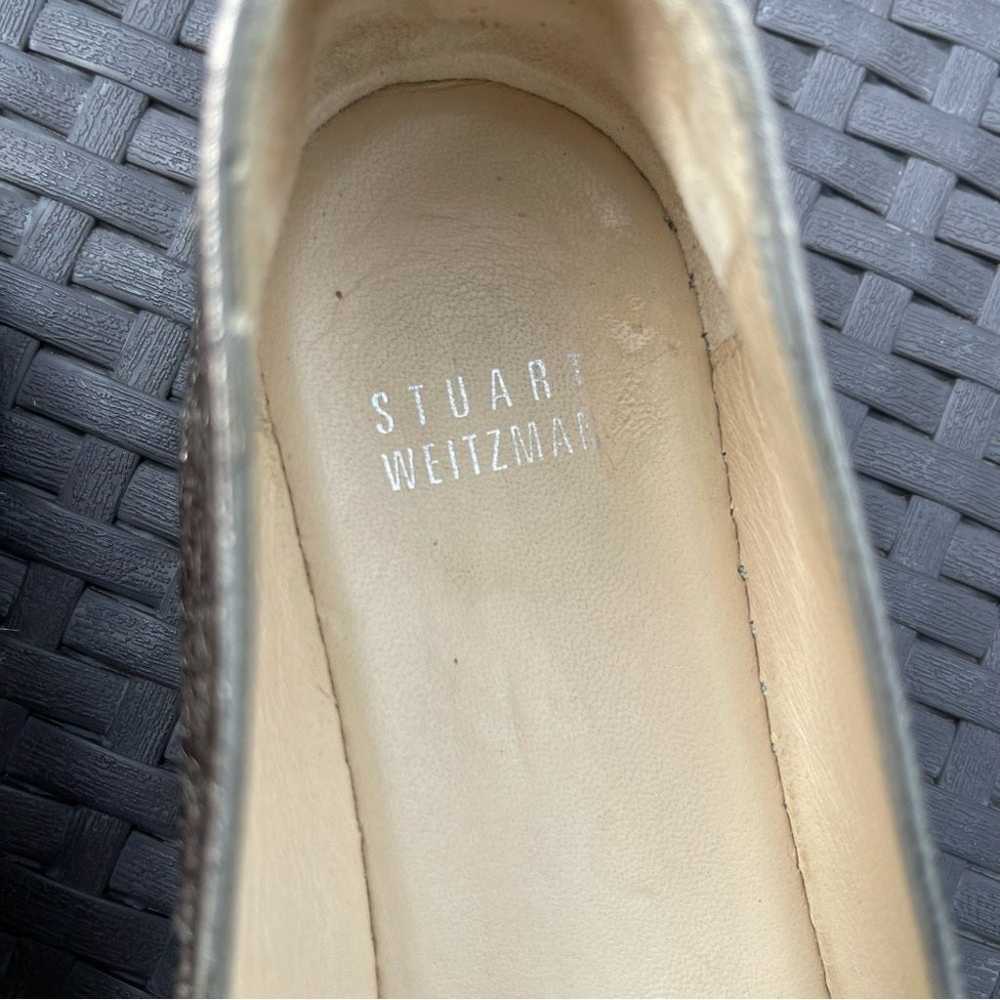 Stuart Weitzman Metallic Gunmetal Grey Leather Es… - image 9