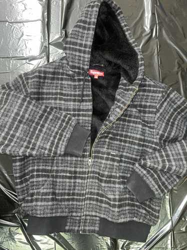 Supreme Supreme plaid wool hooded work jacket fur