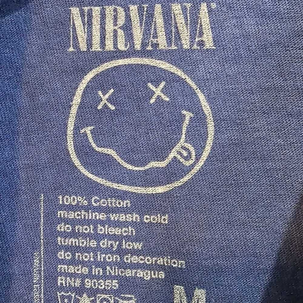 NIRVANA VINTAGE STYLE T-SHIRT M Blue Distressed D… - image 4