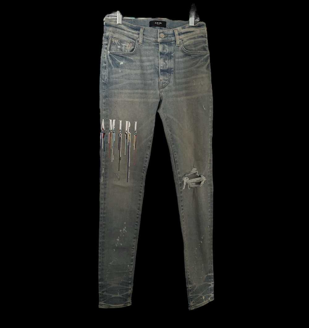 Amiri AMIRI Paint Splatter Logo Jeans Blue - image 1