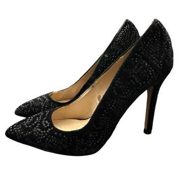 Zara Basics Black Velvet Embellished Stiletto Heel