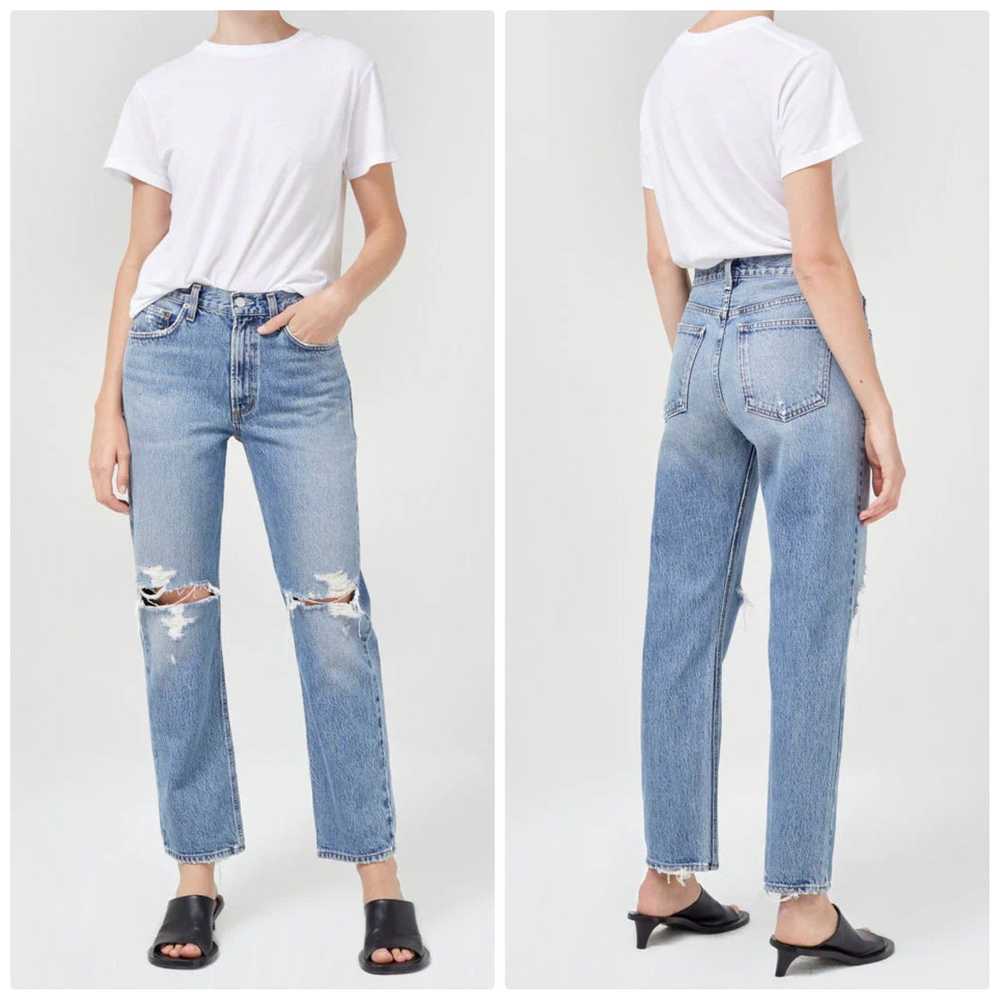 Agolde AGOLDE Mia Mid Rise Straight Jean Rule Dis… - image 1