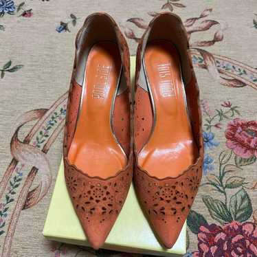 POOL SIDE Orange Suede Pumps - image 1