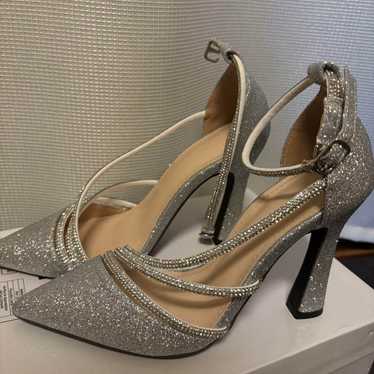 Silver glitter high heels