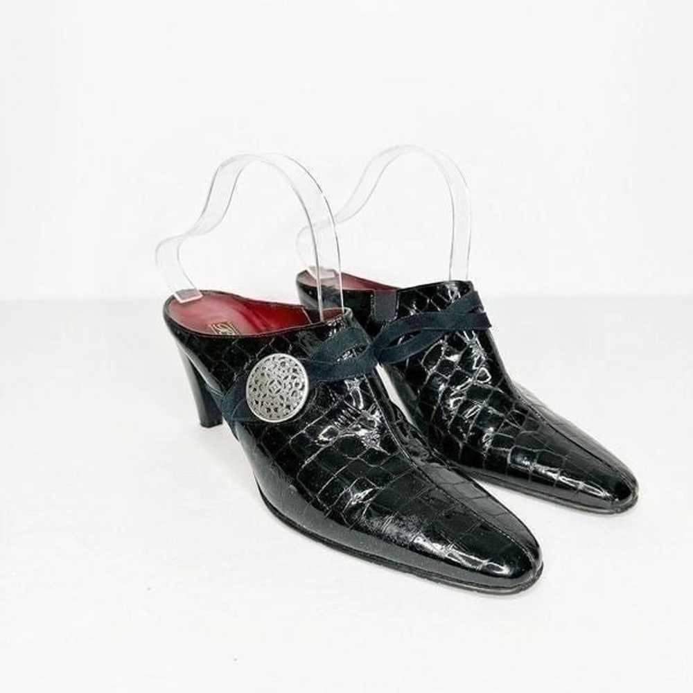 Brighton Romeo Mules Italian Black Patent Leather… - image 1