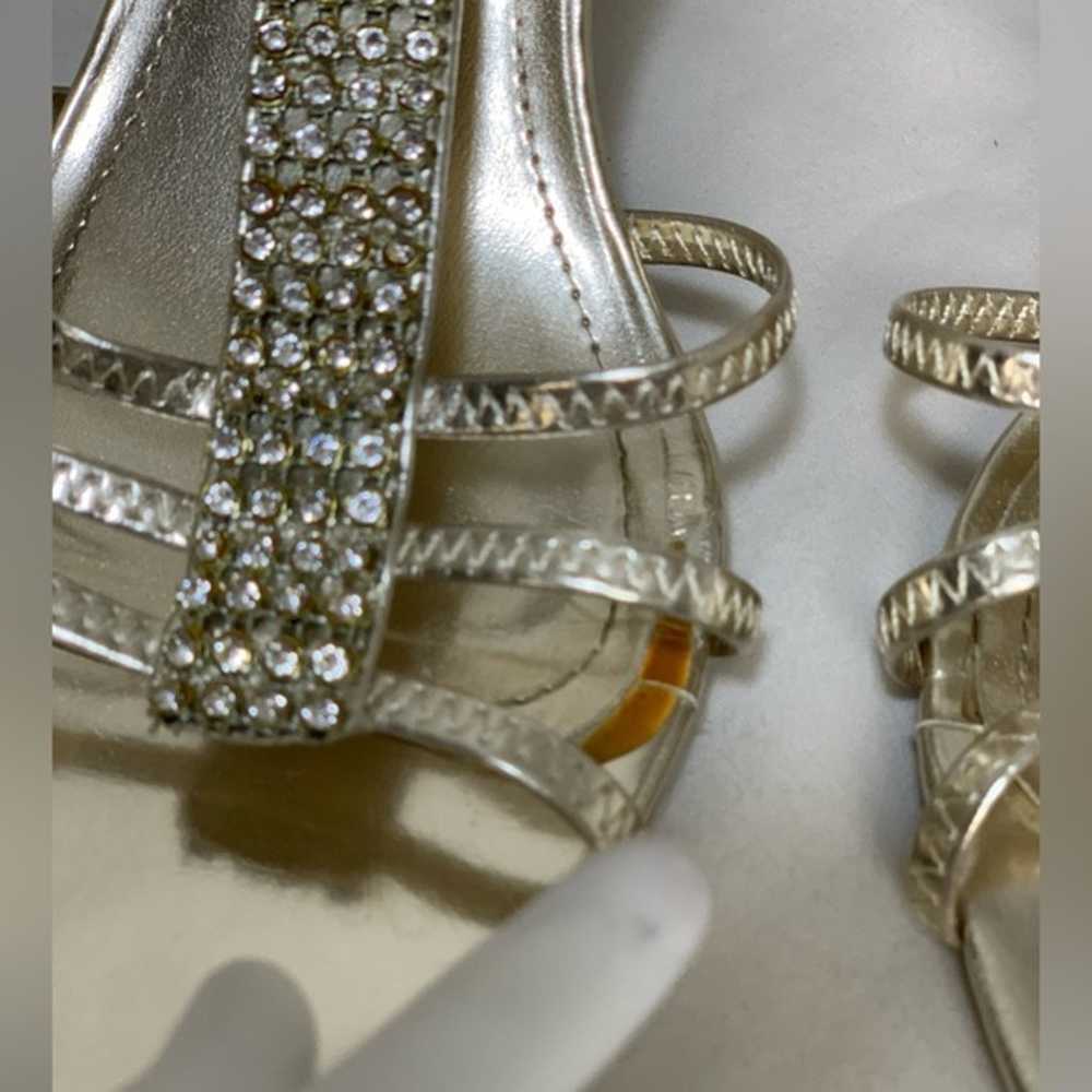 Gold Strappy Sandals Heels Women's 10 Rhinestones… - image 12