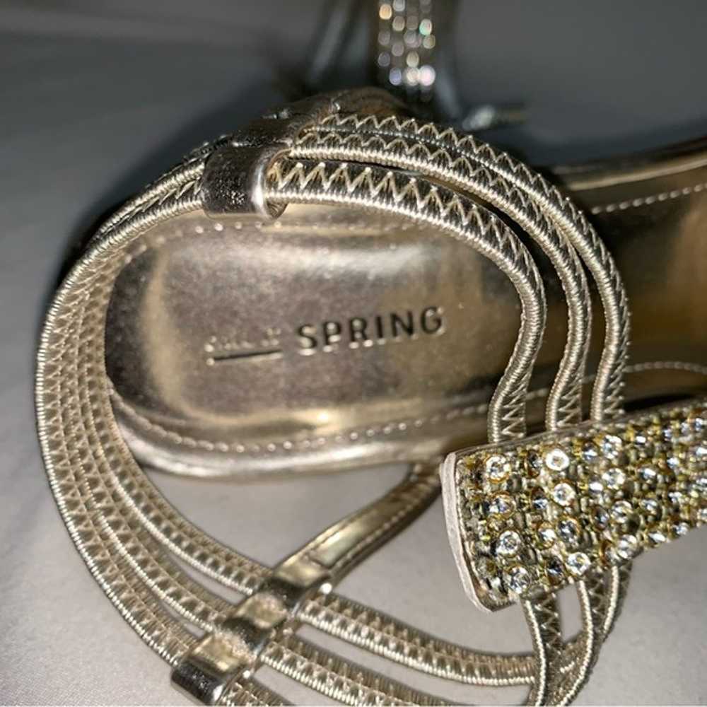 Gold Strappy Sandals Heels Women's 10 Rhinestones… - image 5