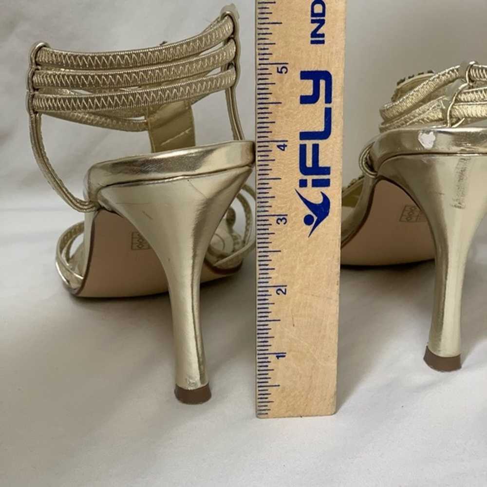 Gold Strappy Sandals Heels Women's 10 Rhinestones… - image 7