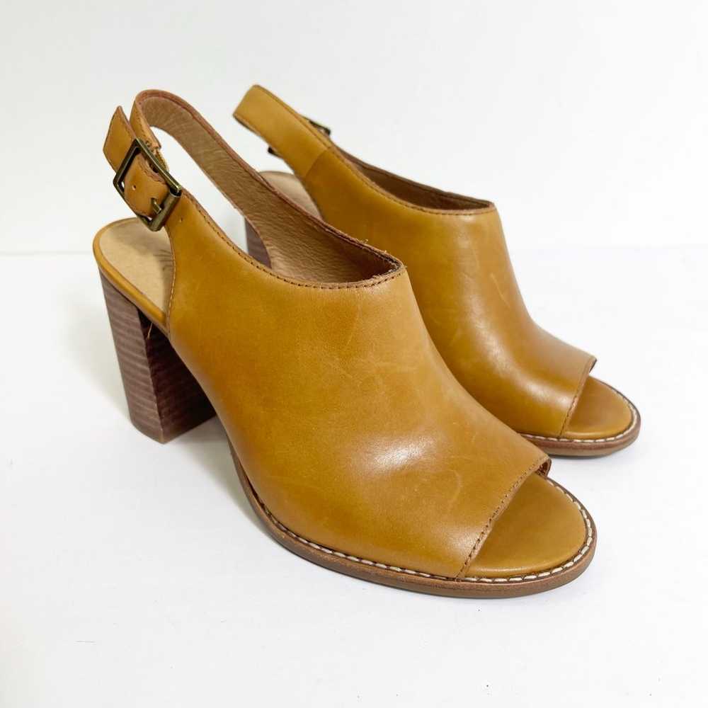 Madewell The Cary Block Heel Peep Toe Tan Leather… - image 1