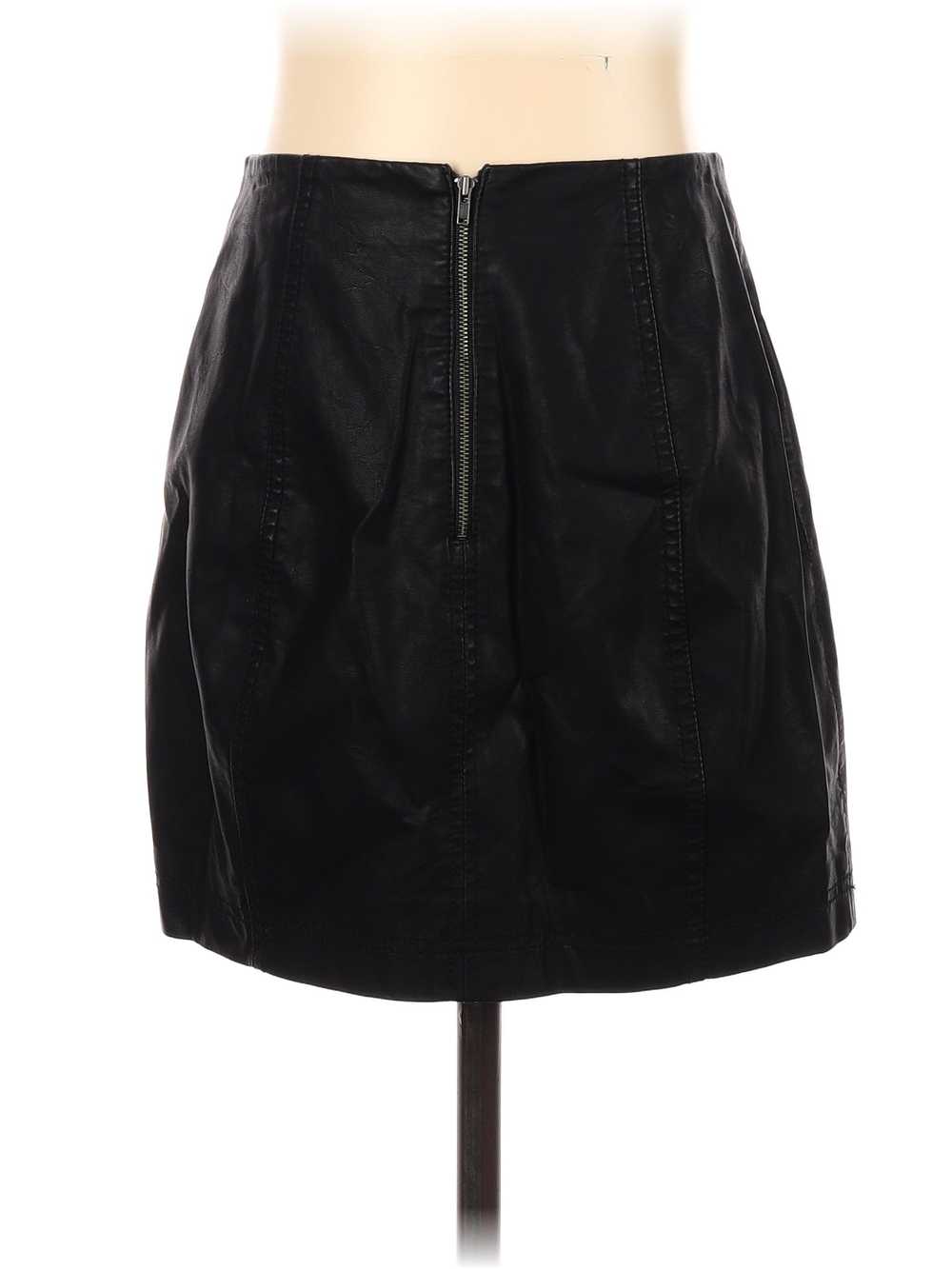 Free People Women Black Faux Leather Skirt 2 - image 2