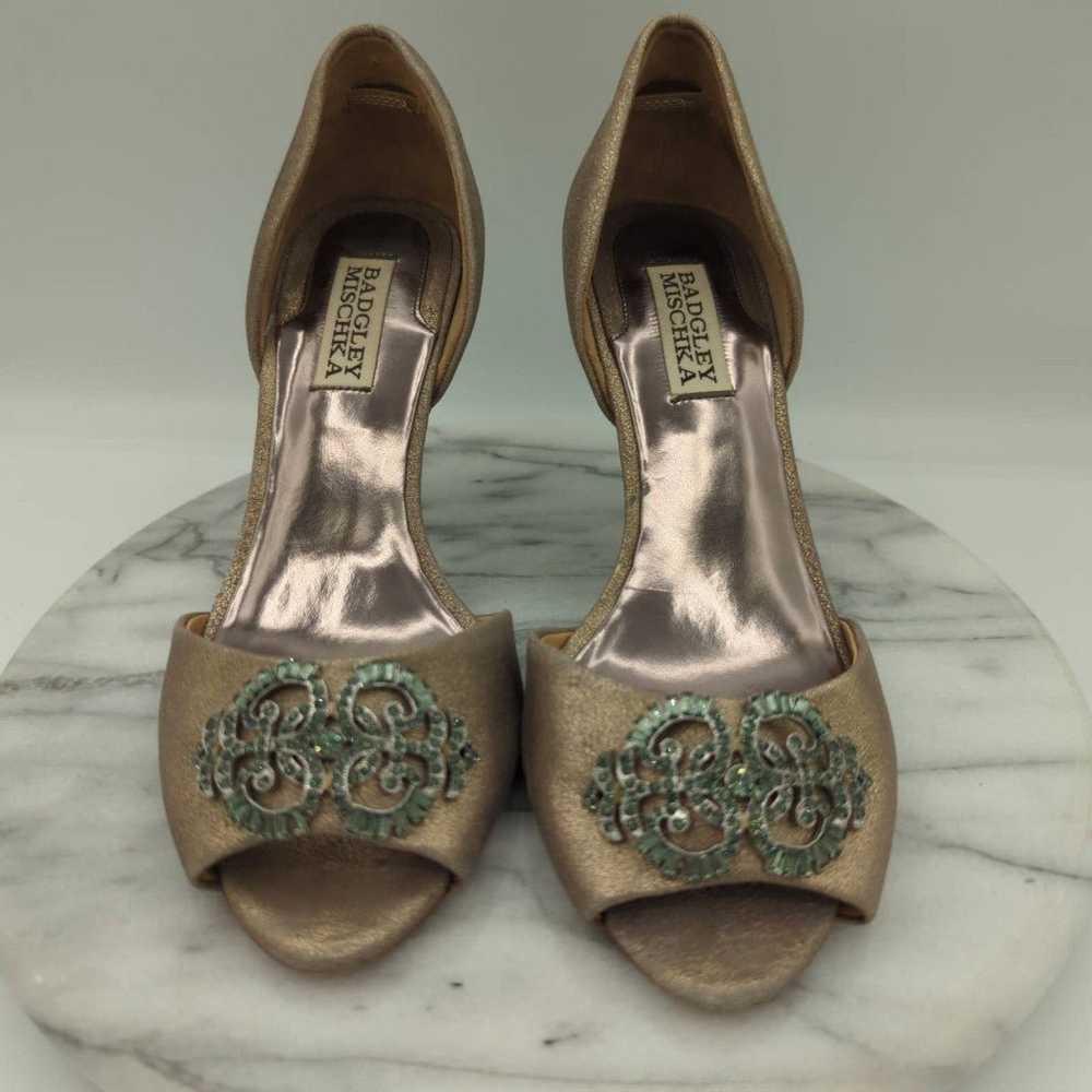 Badgley Mischka Salsa Shoes Leather Gold Open Toe… - image 2