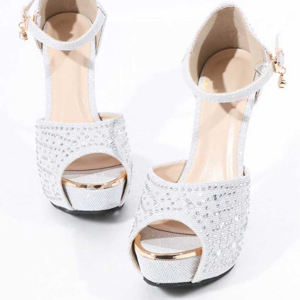 Open-toe strap sandals with jewels - image 1