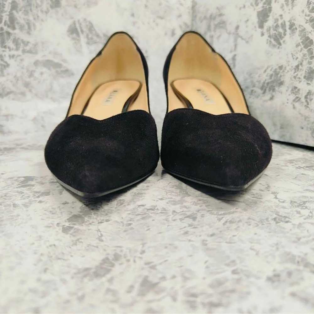 DIANA (24.5) Suede Glitter Pumps Black V-Cut - image 3