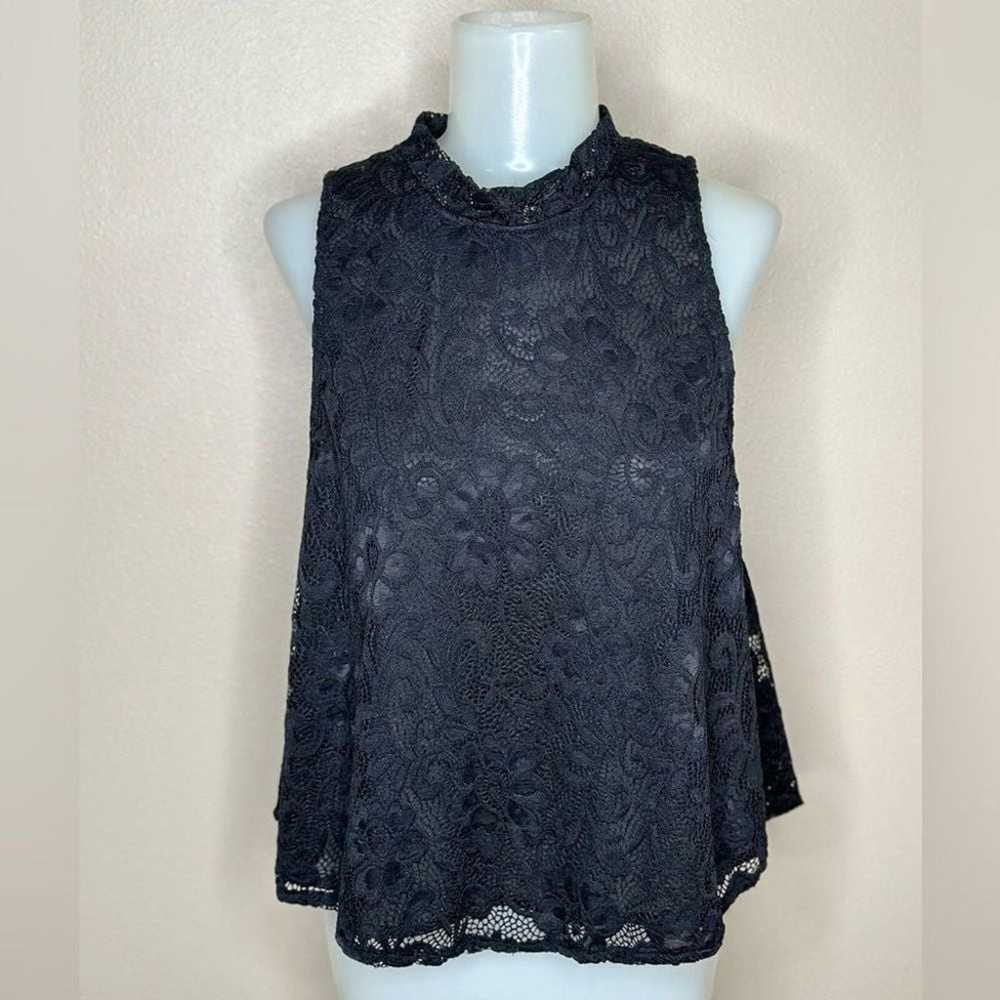 Elodie Elegant Black Lace Sleeveless Top High Nec… - image 1