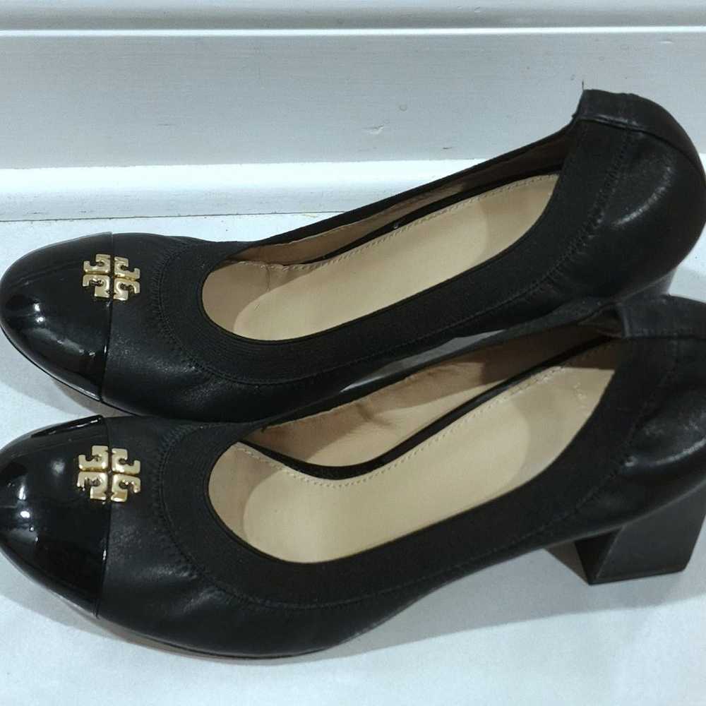 Tory Burch Black Leather cap toe Block Heels - image 4