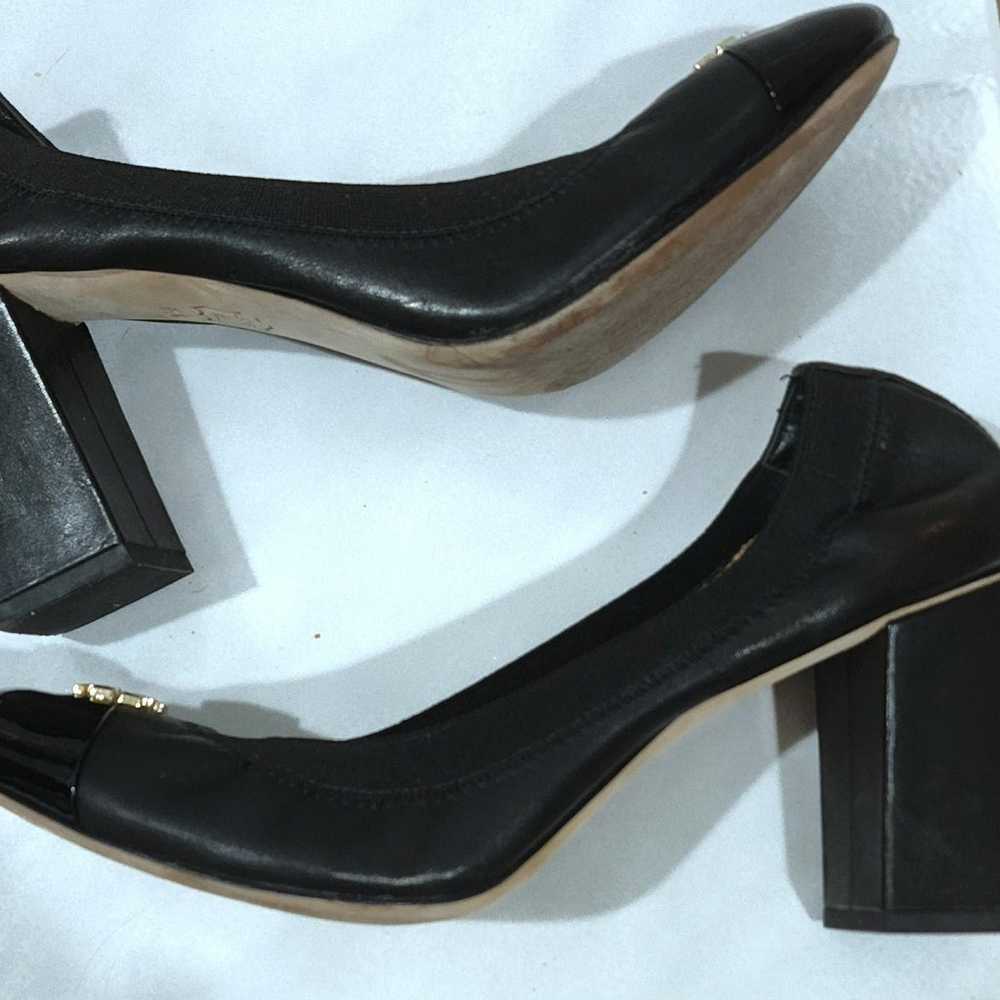 Tory Burch Black Leather cap toe Block Heels - image 7