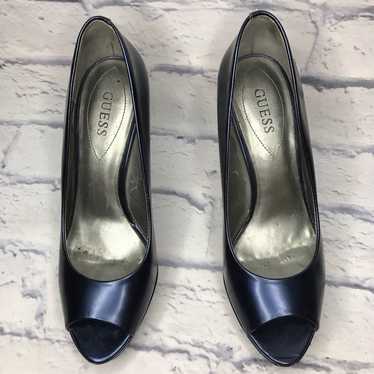 Guess Metallic Blue Peeptoe Pump - image 1