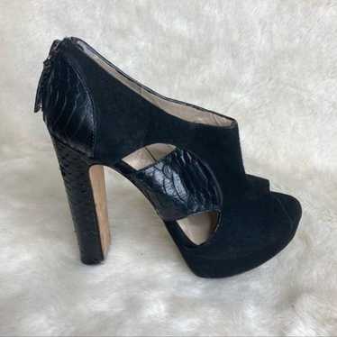 Barneys New York Co Op Black Snake Suede Heels 35