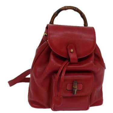 Gucci GUCCI Bamboo Backpack Leather Red 003 1705 0