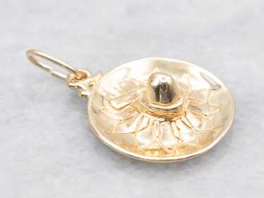 Polished Gold Etched Sombrero Charm - image 1