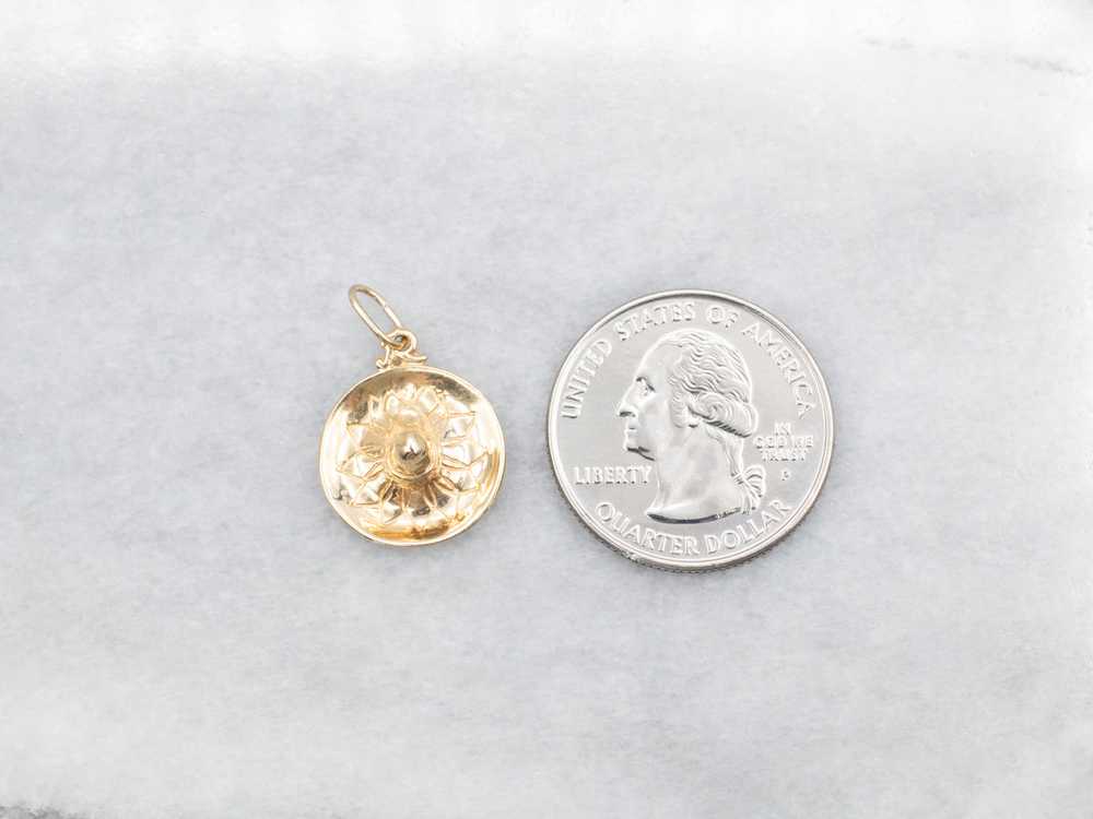 Polished Gold Etched Sombrero Charm - image 3