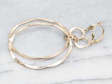 Hammered Gold Circle Drop Earrings - image 1