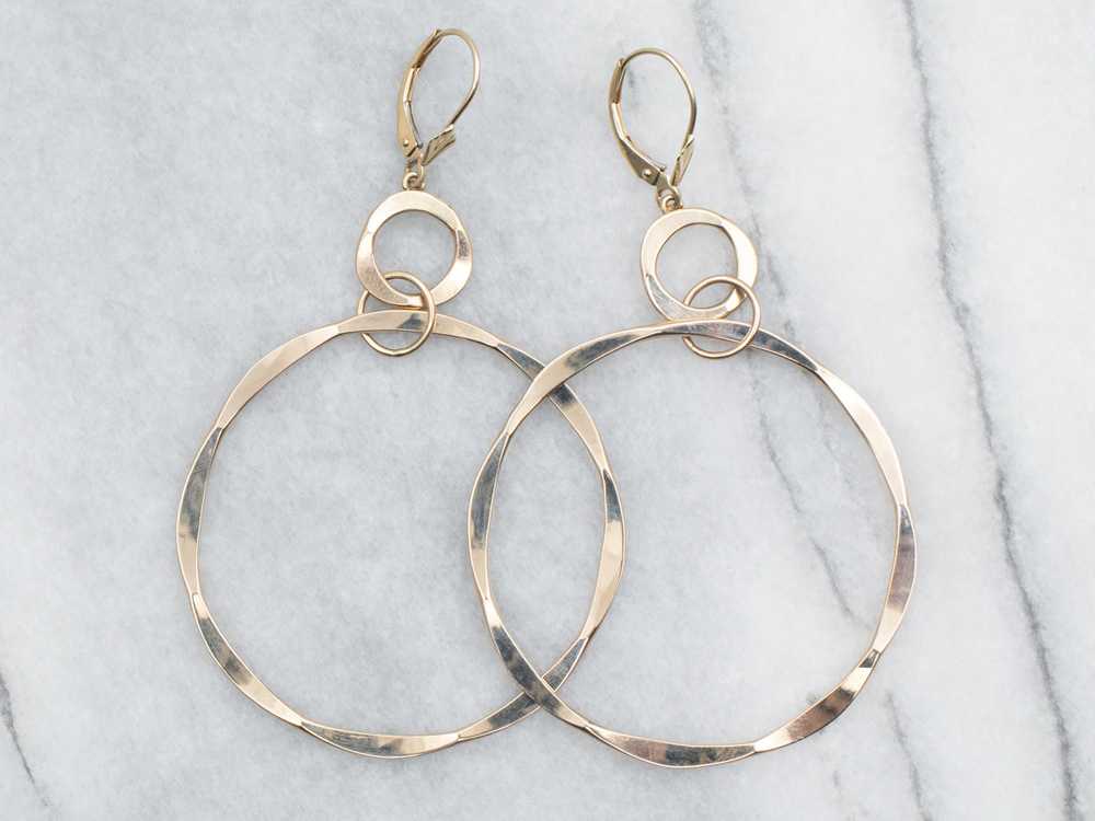 Hammered Gold Circle Drop Earrings - image 2