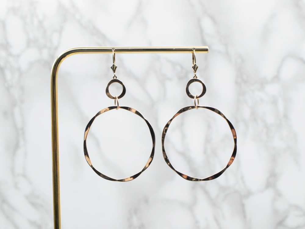 Hammered Gold Circle Drop Earrings - image 4