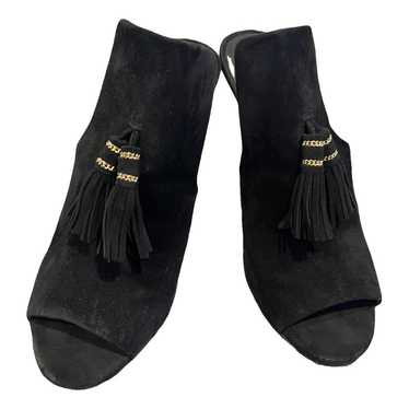 KARL LAGERFELD Black Suede Embroidered popular Odetta Mules Size 8