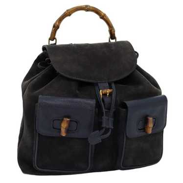 Gucci GUCCI Bamboo Backpack Suede Black - image 1