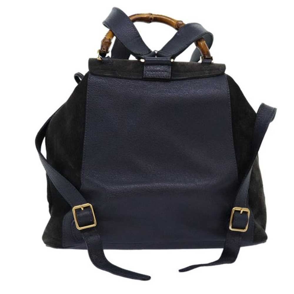 Gucci GUCCI Bamboo Backpack Suede Black - image 2