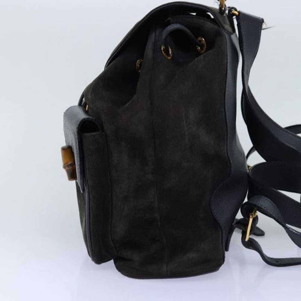 Gucci GUCCI Bamboo Backpack Suede Black - image 4