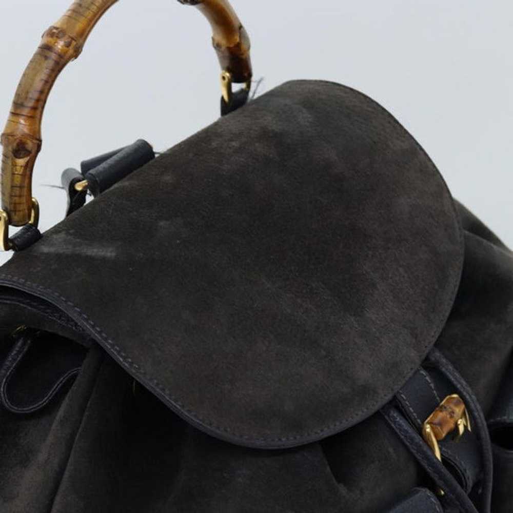 Gucci GUCCI Bamboo Backpack Suede Black - image 6