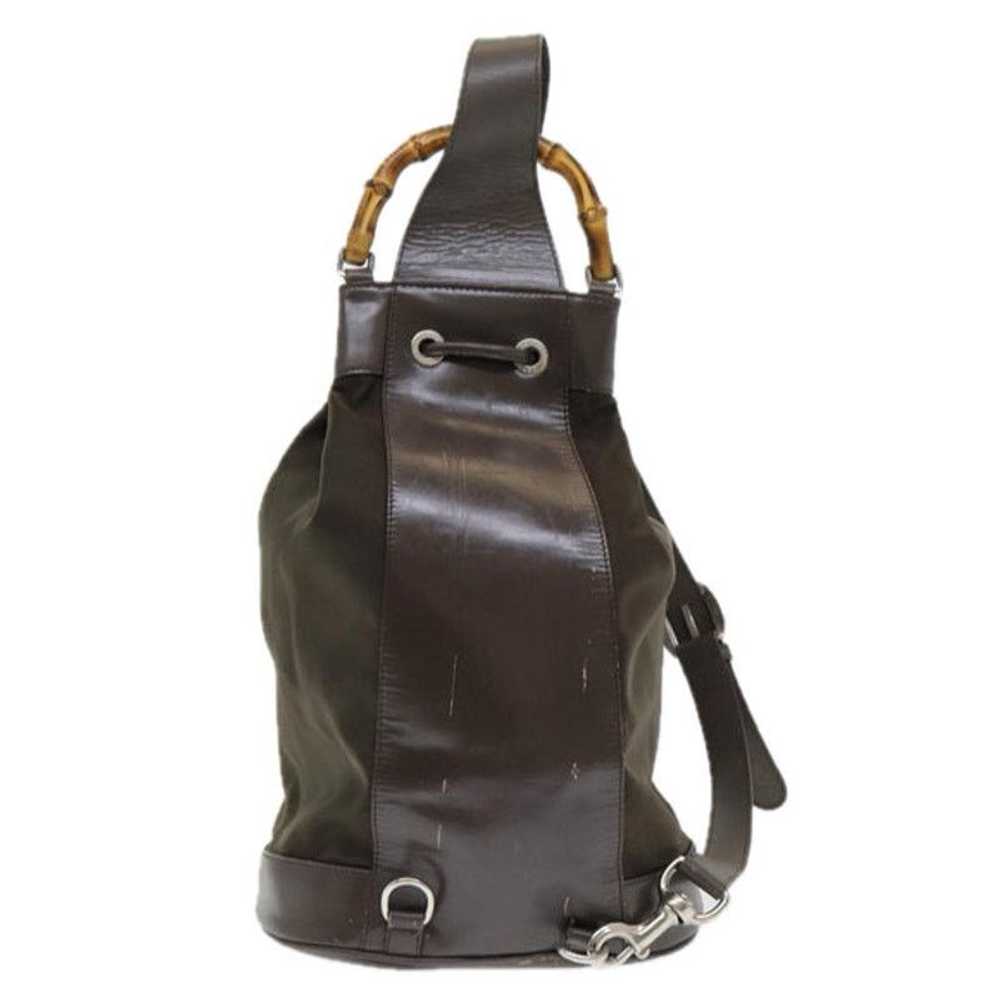 Gucci GUCCI Bamboo Backpack Nylon Brown - image 2