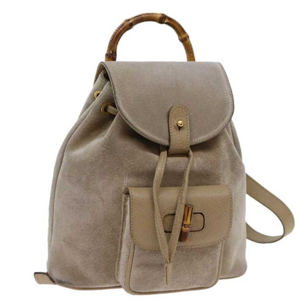 Gucci GUCCI Bamboo Backpack Suede Beige 003 3444 … - image 1